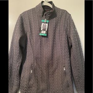 Spyder gray cable knit full zip jacket